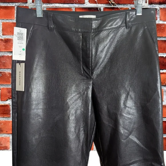 NWT Babaton Aritzia Wide Leg Flare Black Faux Leather Pants Size 10 - Picture 4 of 12